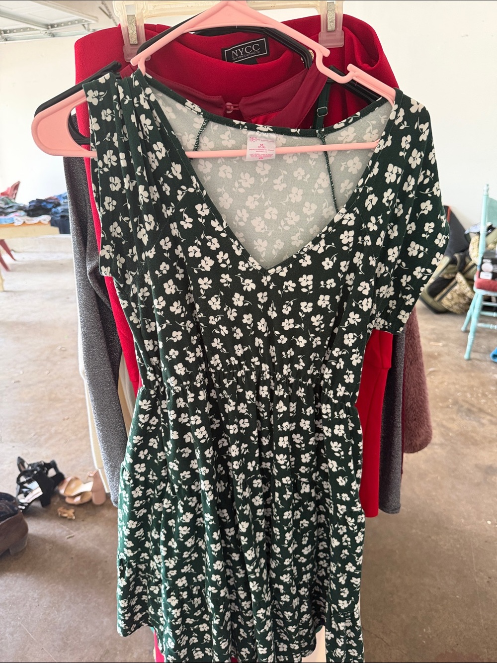 No Boundaries Green Floral Fit-and-Flare Dress